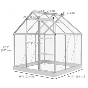 Polycarbonate greenhouse with sliding door, window, aluminum frame and foundation