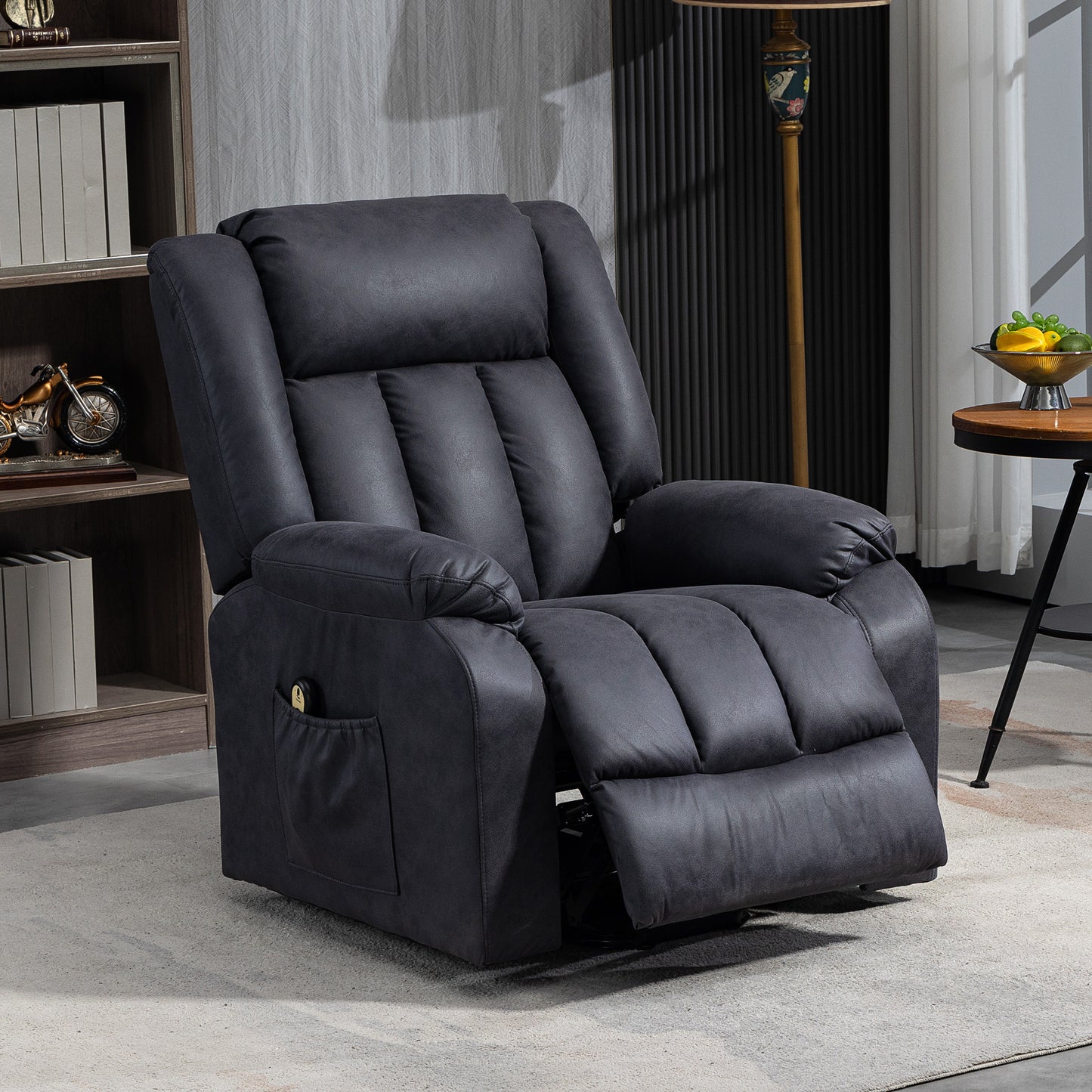 Fauteuil releveur pour seniors, fauteuil inclinable électrique en microfibre avec télécommande, montage rapide, gris anthracite