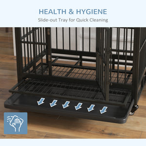 Cage robuste en acier avec roulettes, grise