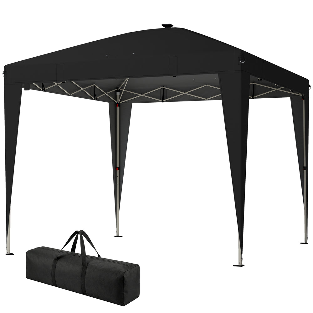 Abri pliant 10 x 10 avec éclairage central, protection UPF 50+, télécommande, noir