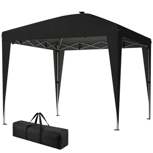 Abri pliant 10 x 10 avec éclairage central, protection UPF 50+, télécommande, noir