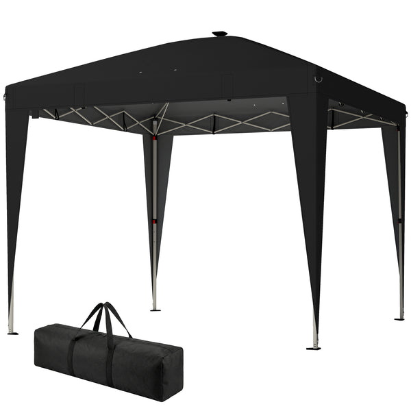 Abri pliant 10 x 10 avec éclairage central, protection UPF 50+, télécommande, noir