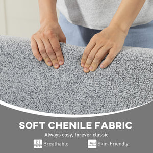 Fauteuil d'appoint avec structure en bois d'hévéa, assise large, gris