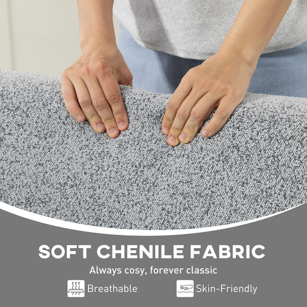 Fauteuil d'appoint avec structure en bois d'hévéa, assise large, gris