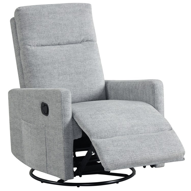 Fauteuil à bascule pivotant à 360° avec dossier rembourré, gris