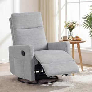 Fauteuil à bascule pivotant à 360° avec dossier rembourré, gris