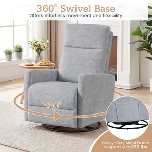 Fauteuil à bascule pivotant à 360° avec dossier rembourré, gris