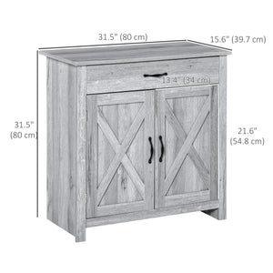 Buffet de style ferme avec portes coulissantes de style grange, finition gris veiné