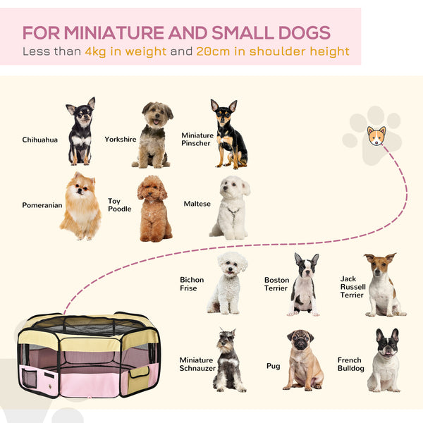 Portable playpen with pink carry bag