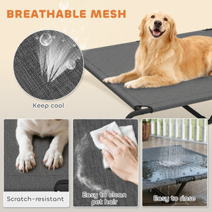 Lit surélevé pour chien avec maille respirante, gris
