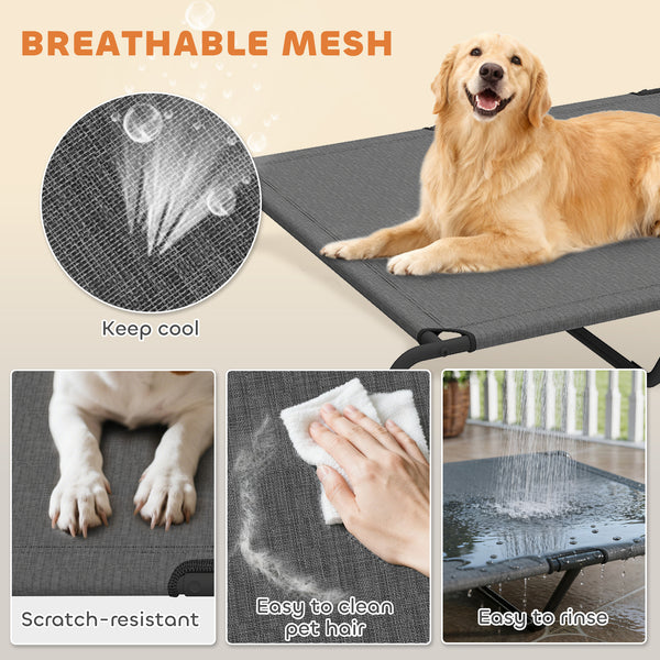 Lit surélevé pour chien avec maille respirante, gris