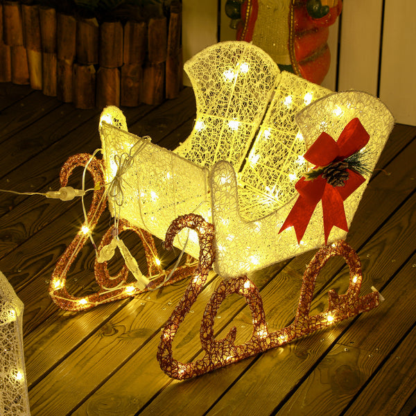 Reindeer with light-up sleigh with 170 LEDs for the holidays, white