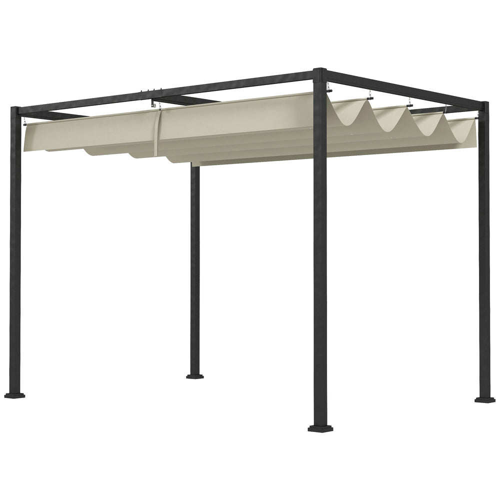 Pergola 10' x 7' avec auvent rétractable, blanc crème