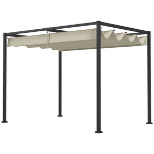 Pergola 10' x 7' avec auvent rétractable, blanc crème