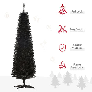 Sapin de Noël artificiel mince noir de 6 pieds