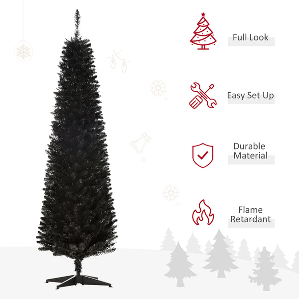 Sapin de Noël artificiel mince noir de 6 pieds