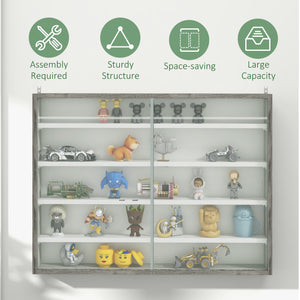 5-Tier Glass Display Cabinet with 2 Glass Doors and 4 Adjustable Shelves, White