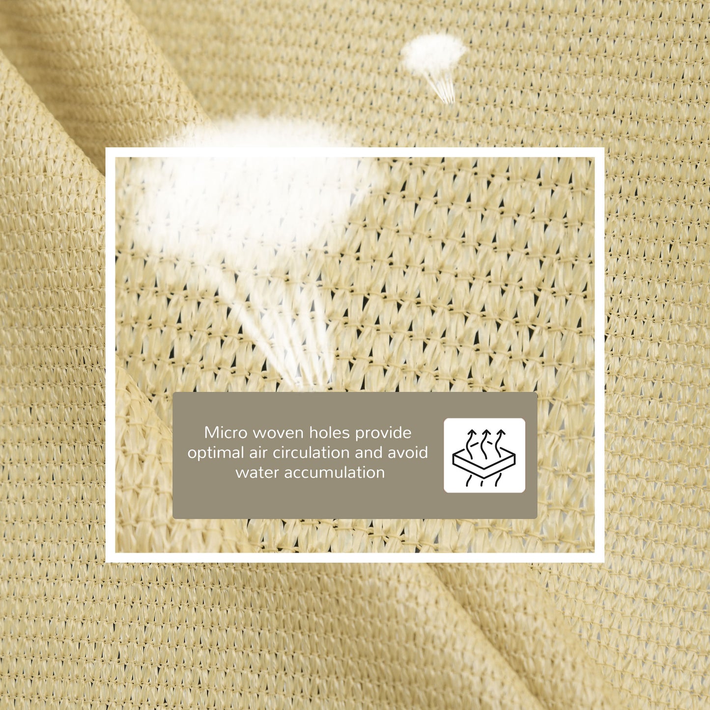 Outdoor Rectangular Shade Sail - 12' x 12' with Bag, Sand