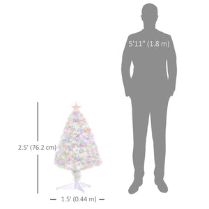 Sapin de Noël artificiel blanc pré-éclairé de 2,5 pieds avec fibre optique