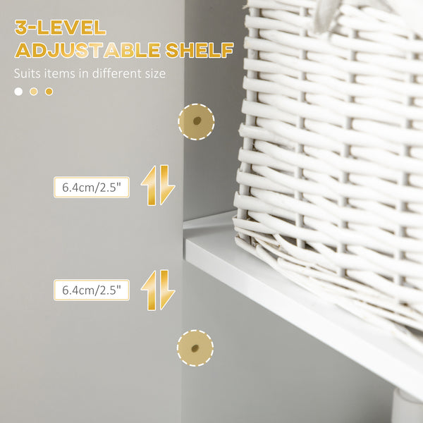 Armoire de rangement haute pour salle de bain, étagère réglable, blanc