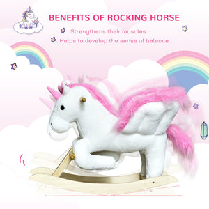 Unicorn Plush Rocking Horse for Kids Room, Pink