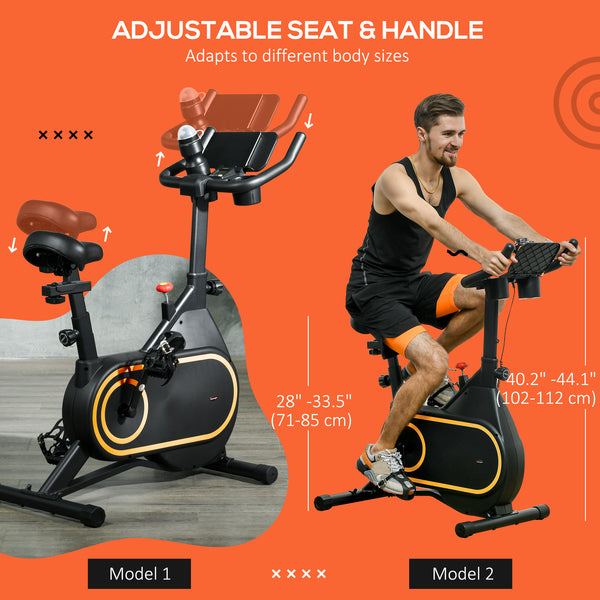 Magnetic Resistance Exercise Bike with LCD Display, Black and Yellow