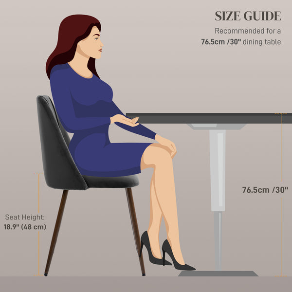 Set of 4 velvet upholstered dining chairs, black