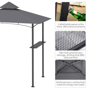 Outsunny 8' x 5' BBQ Grill Gazebo Tent with Double Tiered Canopy for Outdoor Sun Shade, Gray |