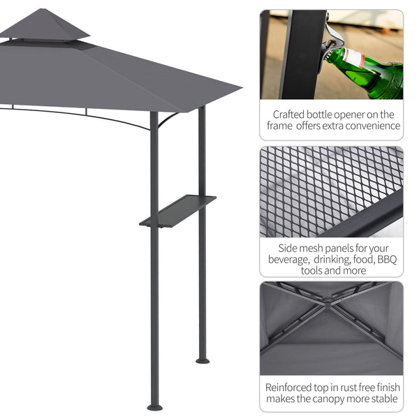 Outsunny 8' x 5' BBQ Grill Gazebo Tent with Double Tiered Canopy for Outdoor Sun Shade, Gray |