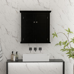 Armoire de salle de bain avec étagères réglable, noir