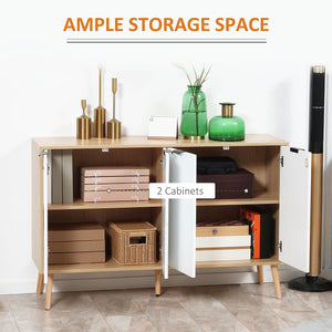 Buffet moderne avec étagères réglables et 4 portes, naturel