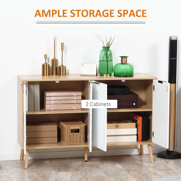 Buffet moderne avec étagères réglables et 4 portes, naturel