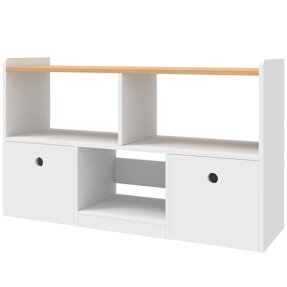 Rangement pour jouets avec 2 tiroirs amovibles et 3 compartiments, blanc.