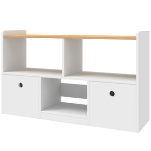 Rangement pour jouets avec 2 tiroirs amovibles et 3 compartiments, blanc.