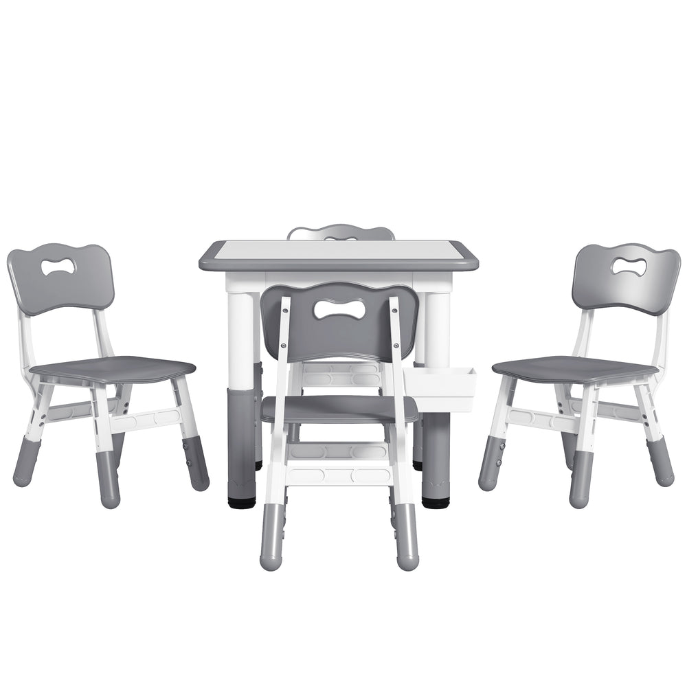 Ensemble table et chaises 5 pièces à hauteur réglable, gris