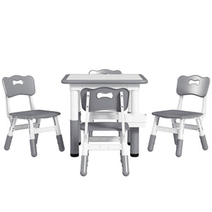 Ensemble table et chaises 5 pièces à hauteur réglable, gris