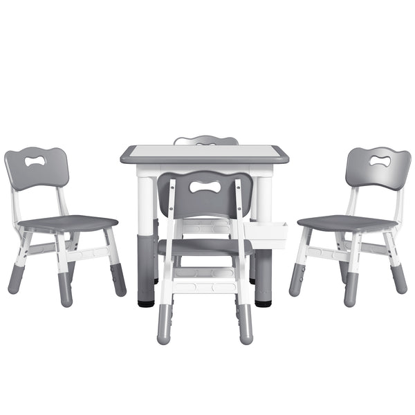 Ensemble table et chaises 5 pièces à hauteur réglable, gris