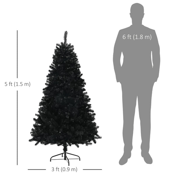 Sapins de Noël artificiels noir de 5 pieds avec ouverture automatique
