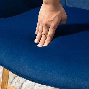 Fauteuil avec repose-pieds et pieds en métal doré, bleu foncé