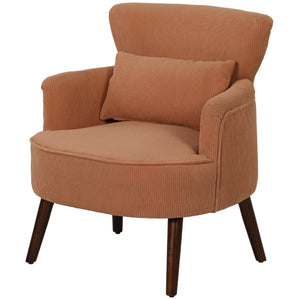 Fauteuil d'appoint moderne rembourré avec pieds en bois massif, orange
