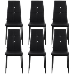 Set of 6 chairs with tufted backrest and padded seat, black