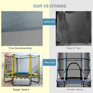 Trampoline de 1,4 m pour enfants avec filet de protection, pour l'intérieur et l'extérieur, jaune