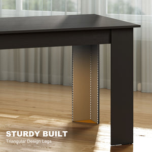 Kitchen table for 4 to 6 people, wood effect, black