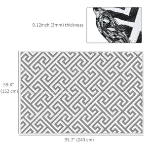 Tapis d'extérieur réversible, gris et blanc