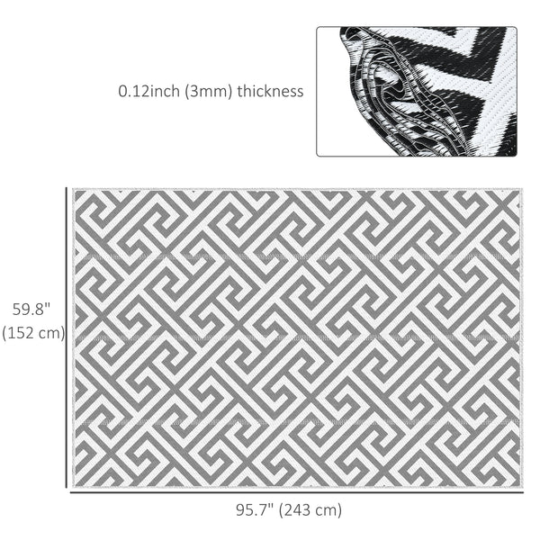 Tapis d'extérieur réversible, gris et blanc