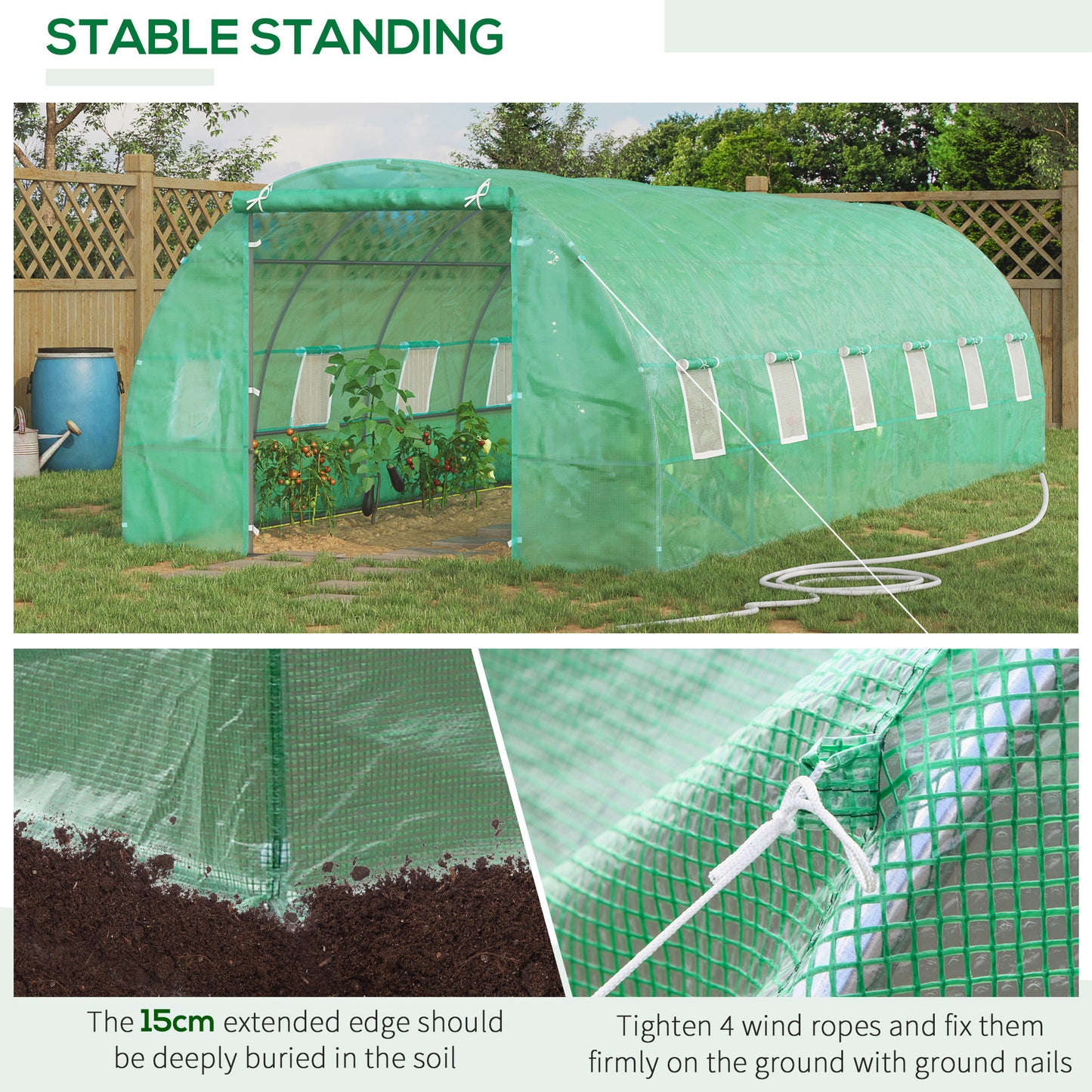 Outsunny 26' x 10' x 6.6' Large Garden Tunnel Greenhouse Seed Grow House for Plants Premium Steel Frame