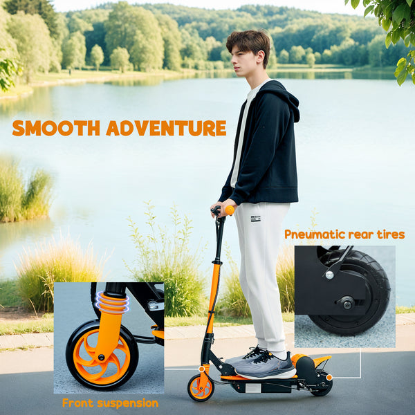 Trottinette électrique pliable avec siège et deux hauteurs réglables, orange