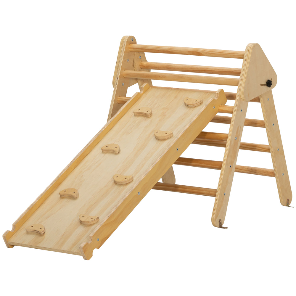 Ensemble d'escalade 3 en 1 avec rampe pour tout-petits en bois naturel