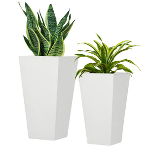 Ensemble de 2 grands pots de fleurs avec trous de drainage, blanc
