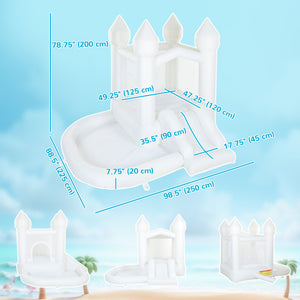 3-in-1 White Inflatable Bouncy Castle for Kids with Slide, Ball Pit, and 370W Blower, White